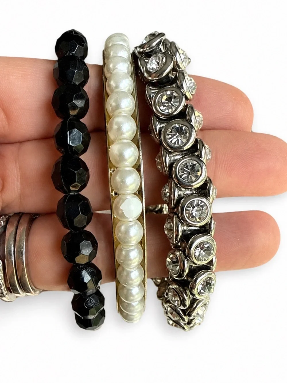 Mixed Lot 12 Fashion Bracelets Rhinestone Faux Pearl Bangle Chain Watch Jewelry